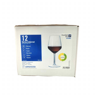 Lot de 12 verres à vin en plastique incassables - 450 ml