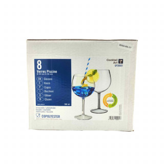 Lot de 8 verres piscine en plastique incassables - 700 ml