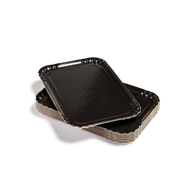 Lot de 25 plateaux traiteur noir - 28 cm x 19 cm Lot de 25 plateaux traiteur noir - 28 cm x 19 cm