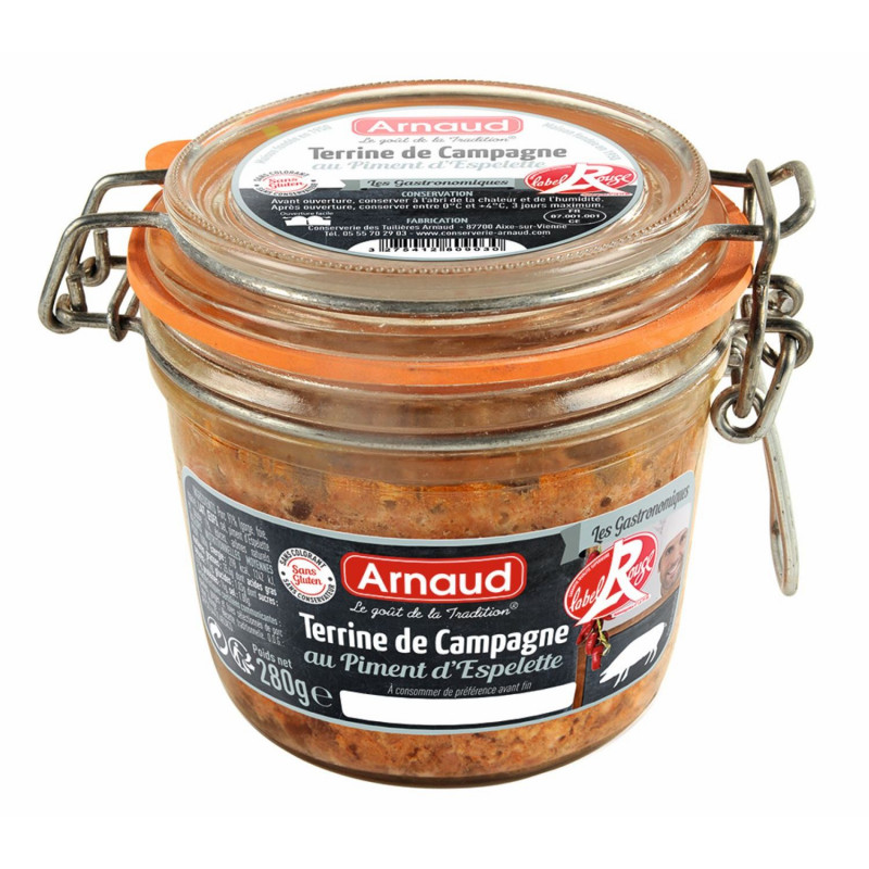 Terrine de campagne au piment d'Espelette - Label Rouge - Bocal 180g