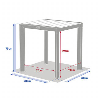 Table de jardin fixe en aluminium effet bois 2 places EVASION - Lin et argile