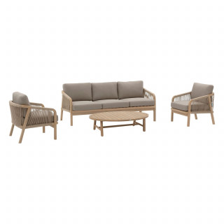 Salon de jardin en acacia 5 places PAPOUASIE - Marron