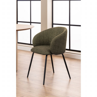 Lot de 2 chaises avec accoudoirs SÖREN - Kaki avec pieds noirs