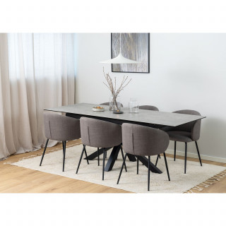 Lot de 2 chaises avec accoudoirs SÖREN - Gris brun avec pieds noirs