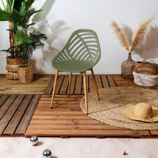 Lot de 4 chaises ajourées ALAMEDA - Olive