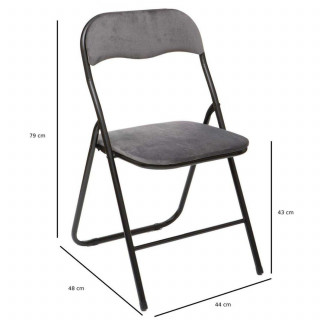 Lot de 2 chaises pliantes effet velours - Gris