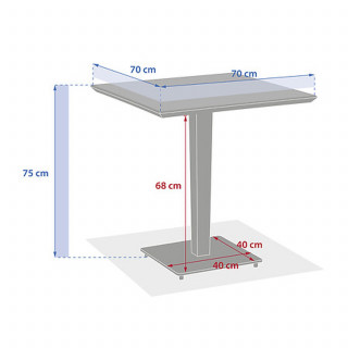 Table de jardin bistro carrée en acier et céramique 2 places LAMBADA - Graphite