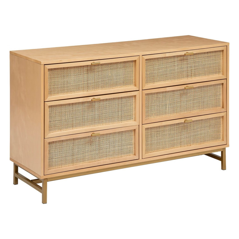 Commode double 6 tiroirs en cannage RAYO - Beige