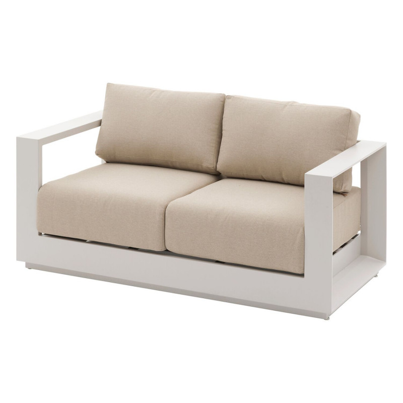 Canapé de jardin en aluminium 2 places ALLURE - Avoine et beige zebrano