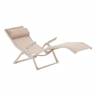 Lot de 2 fauteuils relax en aluminium et texaline DECIMA - Lin et argile