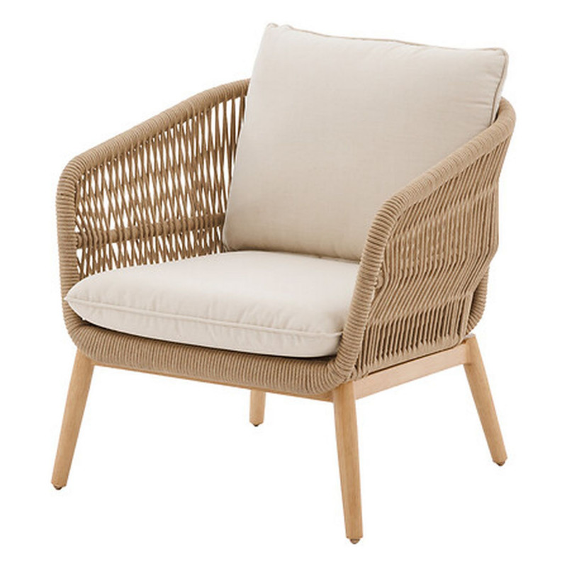 Fauteuil de salon de jardin en acier effet bois et mailles ORISSA - Taupe