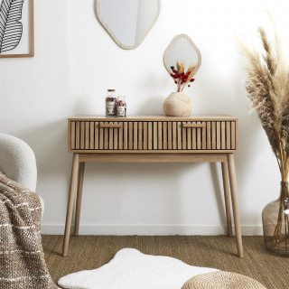 Console 2 tiroirs en bois marron - SAULK