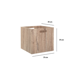 Lot de 6 boîtes de rangement effet bois beige - L. 31 x l. 31 x H. 31 cm - MIX N' MODUL