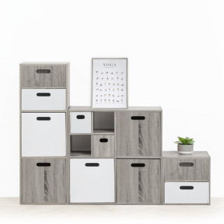 Boîte de rangement en MDF effet bois Mix n' modul - L. 31 x l. 31 cm - Couleur chêne gris