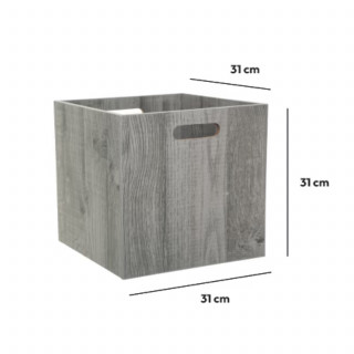 Lot de 2 boîtes de rangement effet chêne gris - L. 31 x l. 31 x H. 31 cm - MIX N' MODUL