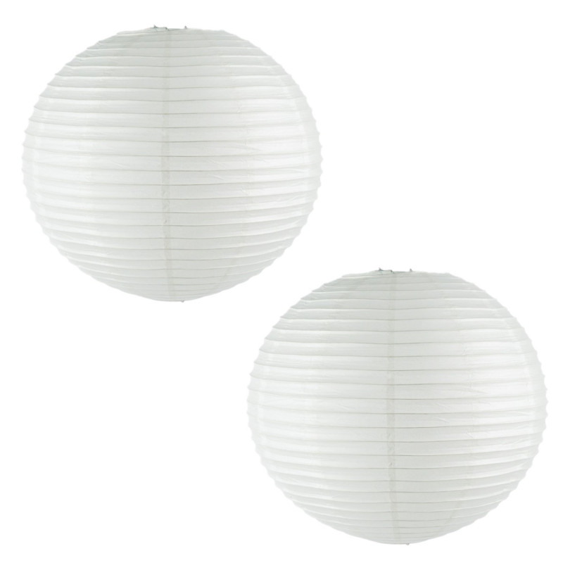 Lot de 2 lanternes boules en papier blanc - Diam. 60 cm