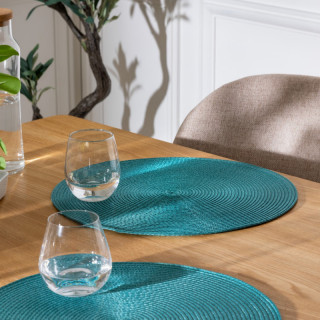 Lot de 2 sets de table tressés ronds vert émeraude - Diam. 38 cm