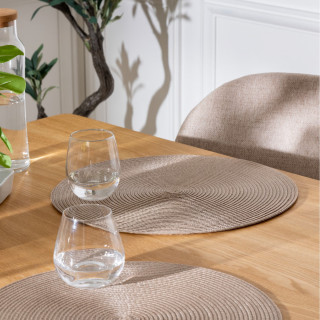 Lot de 2 sets de table tressés ronds taupe - Diam. 38 cm
