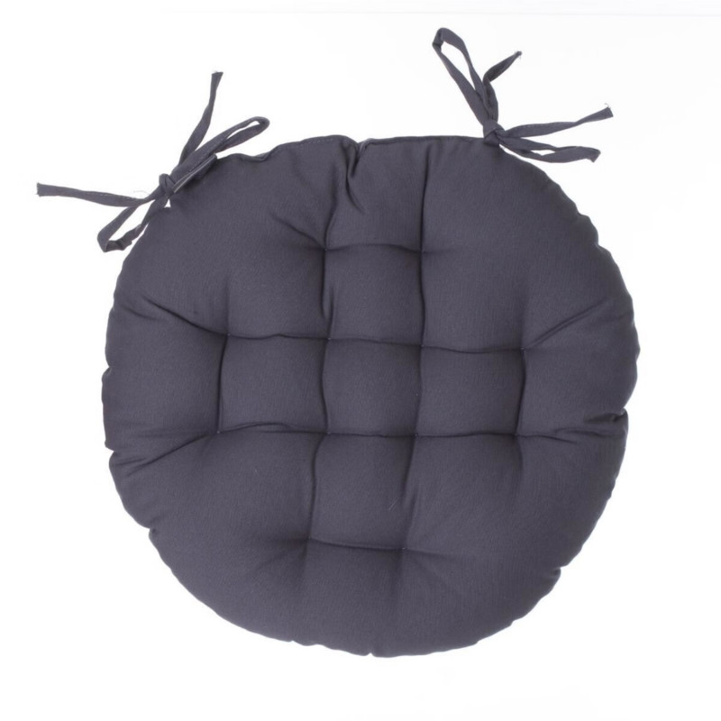 Galette de chaise ronde gris foncé - Diam. 38 cm - ALIX Galette de chaise ronde gris foncé - Diam. 38 cm - ALIX