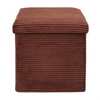 Pouf de rangement pliable effet côtelé - Terracotta