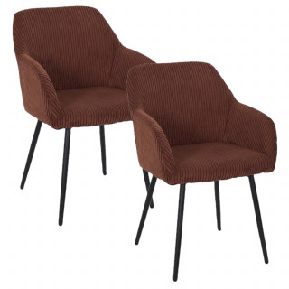 Lot de 2 fauteuils en tissu côtelé DRAMMEN - Terracotta