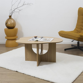Table basse asymétrique en bois CALYPSO - Beige
