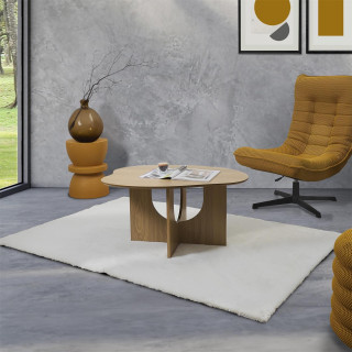 Table basse asymétrique en bois CALYPSO - Beige