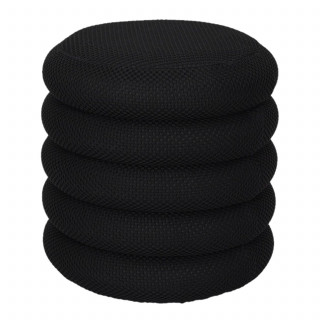 Pouf de rangement maille nid d'abeille ATOME - Noir