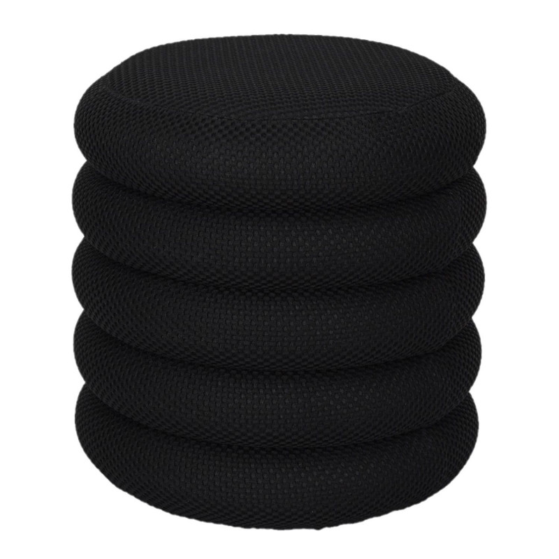 Pouf de rangement maille nid d'abeille ATOME - Noir