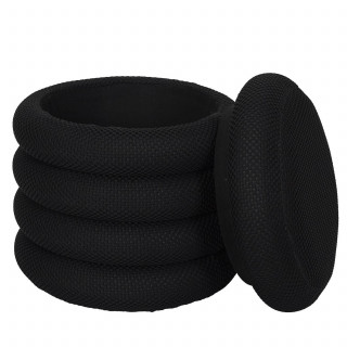 Pouf de rangement maille nid d'abeille ATOME - Noir