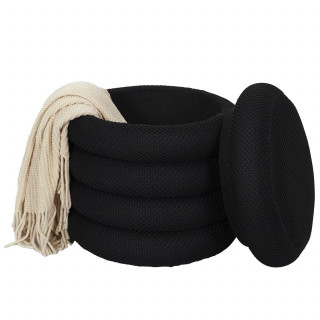 Pouf de rangement maille nid d'abeille ATOME - Noir