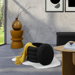 Pouf de rangement maille nid d'abeille ATOME - Noir