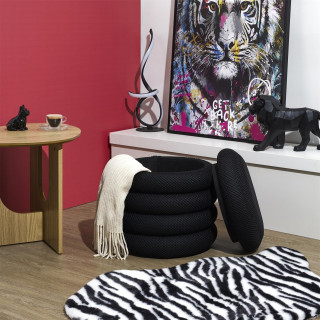 Pouf de rangement maille nid d'abeille ATOME - Noir