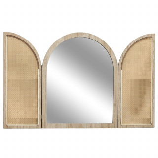Miroir à volets en cannage - Beige