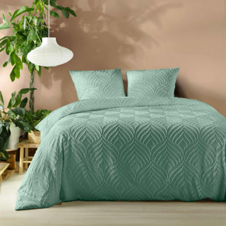 Parure de lit effet tufté HELTIE - 220 x 240 cm - Vert