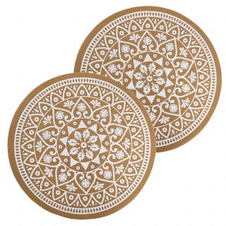 Lot de 2 sets de table effet jute lessivables - Blanc et marron