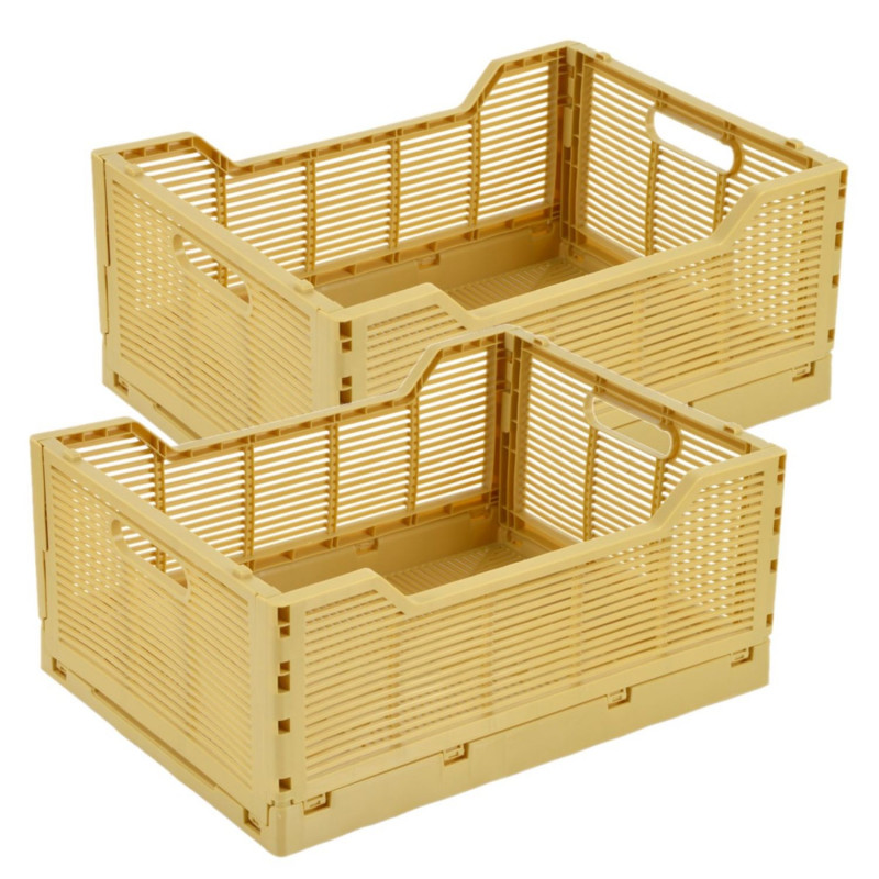 Lot de 2 cagettes pliables FOLDY - Taille L - Ocre Lot de 2 cagettes pliables FOLDY - Taille L - Ocre
