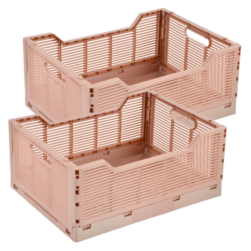 Lot de 2 cagettes pliables FOLDY - Taille L - Rose Lot de 2 cagettes pliables FOLDY - Taille L - Rose