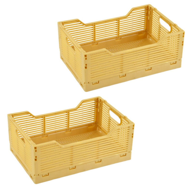 Lot de 2 cagettes pliables FOLDY - Taille M - Ocre Lot de 2 cagettes pliables FOLDY - Taille M - Ocre
