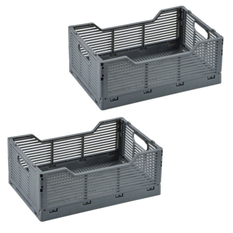 Lot de 2 cagettes pliables FOLDY - Taille M - Gris Lot de 2 cagettes pliables FOLDY - Taille M - Gris