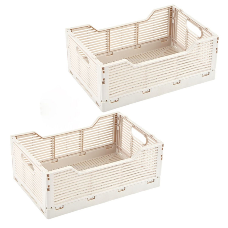 Lot de 2 cagettes pliables FOLDY - Taille M - Beige Lot de 2 cagettes pliables FOLDY - Taille M - Beige