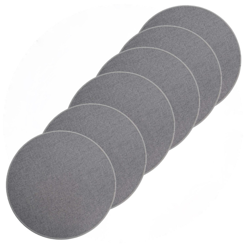 Lot de 6 sets de table tissés antidérapants - Gris