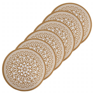 Lot de 6 sets de table imitation jute lessivables - Blanc et marron