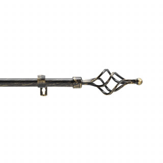 Kit de tringle à rideaux extensible TWISTY - L. 120 à 210 cm - Noir et or