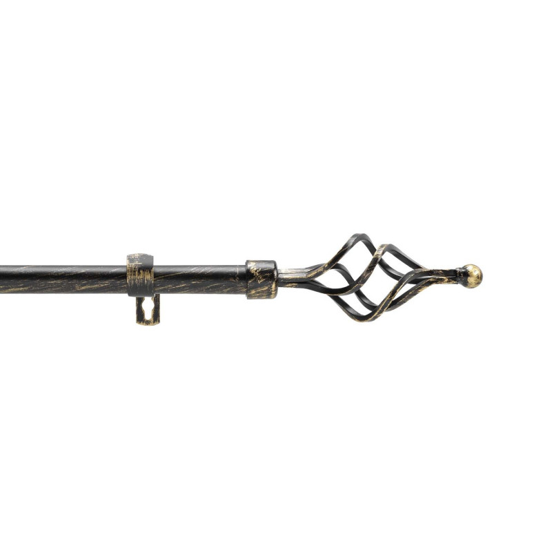 Kit de tringle à rideaux extensible TWISTY - L. 120 à 210 cm - Noir et or