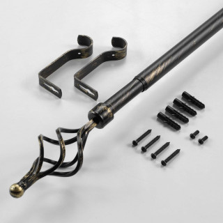 Kit de tringle à rideaux extensible TWISTY - L. 120 à 210 cm - Noir et or