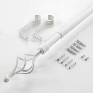 Kit de tringle à rideaux extensible TWISTY - L. 120 à 210 cm - Blanc et or