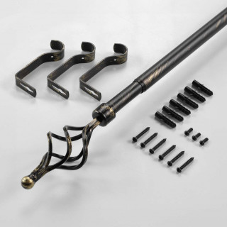 Kit de tringle à rideaux extensible TEMPO - L. 120 à 210 cm - Noir et or