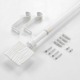 Kit de tringle à rideaux extensible TEMPO - L. 120 à 210 cm - Blanc et or