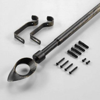 Kit de tringle à rideaux extensible OVALON - L. 120 à 210 cm - Noir et or